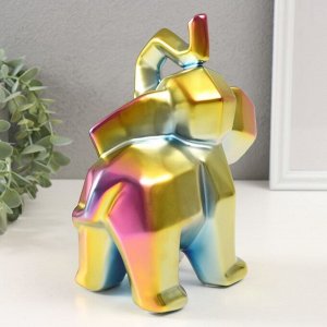 Фигурка керамика «Геометрия. Слоник», зелёный хамелеон, 10x20x21.5 см