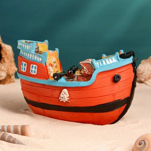 Сувенирная модель корабля «Пиратское судно», фигурка полистоун, 16x9x10 см