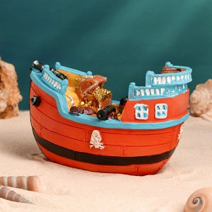 Сувенирная модель корабля «Пиратское судно», фигурка полистоун, 16x9x10 см