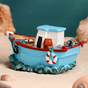 Сувенирная модель корабля «Рыбацкое судно у рифов», фигурка полистоун, 10x6x6 см