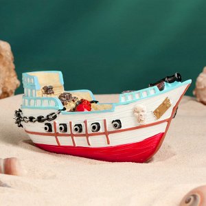 Сувенирная модель корабля «Пиратское судно», фигурка полистоун, 14x6x7 см