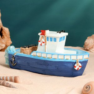 Сувенирная модель корабля «Рыбацкое судно с канатом», фигурка полистоун, 19x7x8 см