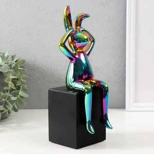 Фигурка керамика «Кролик держит ушки», зелёный хамелеон 7.8x10x27 см