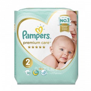 PAMPERS Подгузники Premium Care Mini (4-8 кг) Упаковка 20