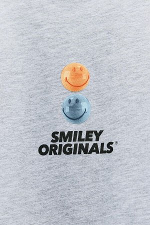 Футболка с принтом smiley, серый | 0085/360