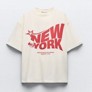 Футболка с надписью new york, яично-желтый | 0085/364