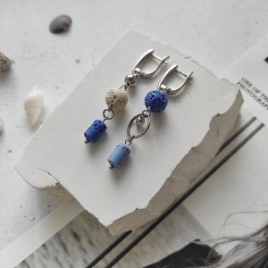 Серьги из сине-голубого вулканита