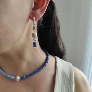 Серьги из сине-голубого вулканита