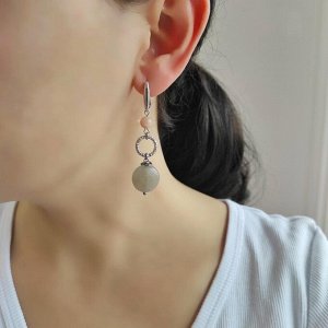 Серьги с солнечным камнем удлиненные