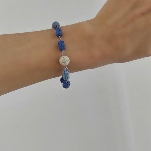 Браслет из вулканита, сине-голубые оттенки