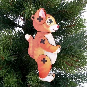 Ёлочная игрушка - подвеска деревянная «Новый год! Котик»