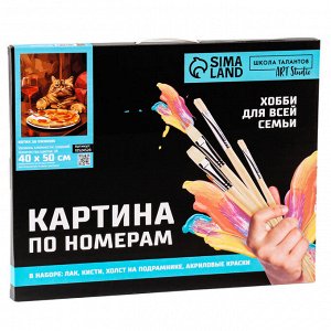 Картина по номерам на холсте с подрамником «Котик за ужином», 40 х 50 см