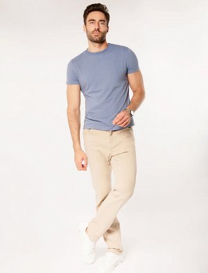 Футболка slim fit  из премиального хлопка с эффектом меланж синий меланж