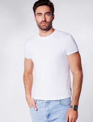 Футболка slim fit  из премиального хлопка с эффектом меланж белый