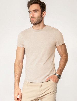 Футболка slim fit  из премиального хлопка с эффектом меланж кофе меланж