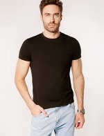Футболка slim fit  из премиального хлопка с эффектом меланж черный