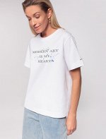 Футболка из премиального хлопка с принтом фольгой белый_modern_art