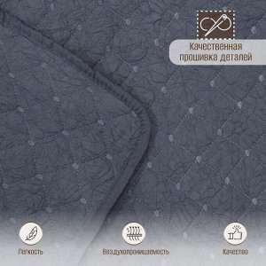 Покрывало 2-спальное, 200х180 см, 100% полиэстер, стеганое, Silvano, Жатка Элегант, серо-синее