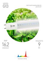 Фитолампа для растений светодиодная ЭРА FITO-9W-Ra90-Т8-G13-NL полного спектра 9 Вт