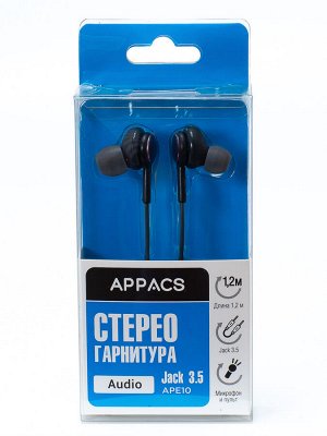 Стереогарнитура APPACS (рус.) , jack3.5, провод 1,2м