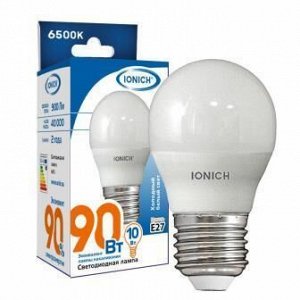 Лампа светодиодная IONICH "шар" G45 10Вт 6500К E27