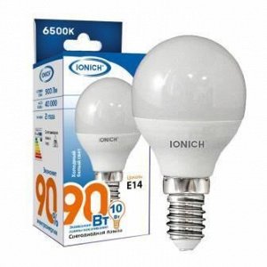 Лампа светодиодная IONICH "шар" P45 10Вт 6500К E14