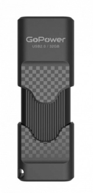 Флеш-накопитель GoPower SLIDER 32GB USB2.0 пластик черный матовый
