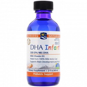 Nordic Naturals, DHA Infant, с витамином D3, 2 ж. унц.(60 мл)