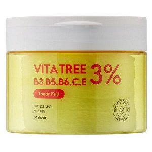 Осветляющие тонер-пэды ShinCos.Lab Vita Tree B3/В5/В6/С/Е 3% Toner Pad, 60шт