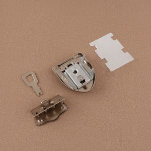 Застёжка для сумки, с ключом, 3.8x5 см, цвет серебряный