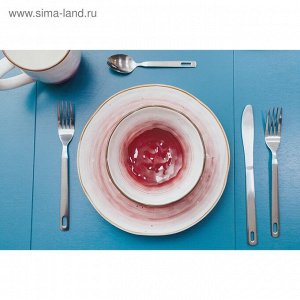 Тарелка Доляна «Космос», d=21.2 см, фарфор, белая, красная
