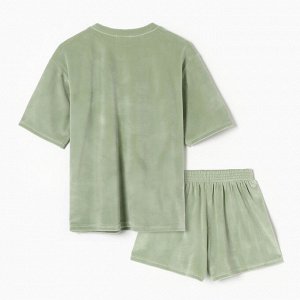 Пижама женская (футболка, шорты) KAFTAN Plushy, зелёная