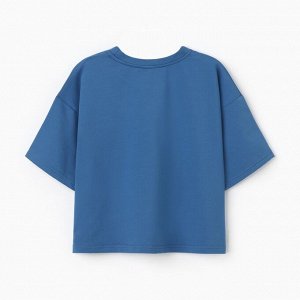 Футболка укороченная женская MINAKU OVERSIZE FIT: цвет электро