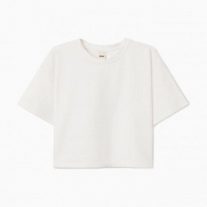 Футболка укороченная женская MINAKU OVERSIZE FIT: цвет экрю