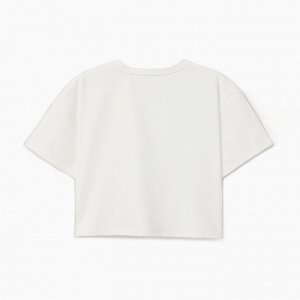 Футболка укороченная женская MINAKU OVERSIZE FIT: цвет экрю