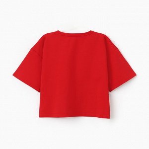 Футболка укороченная женская MINAKU OVERSIZE FIT: цвет фуксия