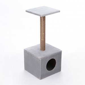 Домик для кошек с когтеточкой "Куб", с площадкой и игрушкой, 35 х 30 х 85 см, микс цветов