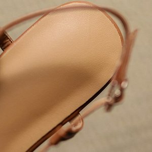 Плетеные сандалии на низком каблуке, коричневый