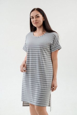 Туника женская из вискозы Полоса  серо-белый