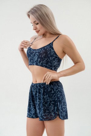 Пижама женская из бра и шорт из масла коллекция "Лотос" букет