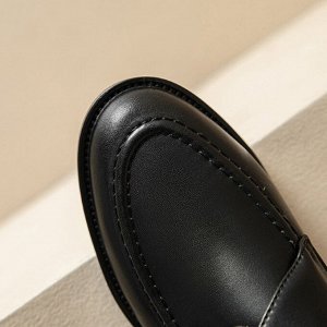 Лоферы с круглым носком и пряжкой, коричневый