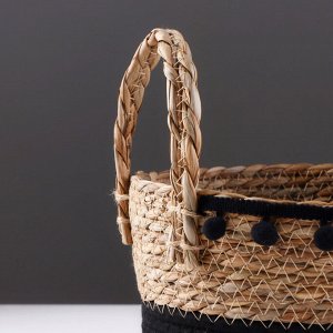 Корзина для хранения "Колумбия", с ручками, 24 х 24 х 13 см, натуральный, чёрный