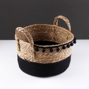 Корзина для хранения "Колумбия", с ручками, 28 х 28 х 17 см, натуральный, чёрный