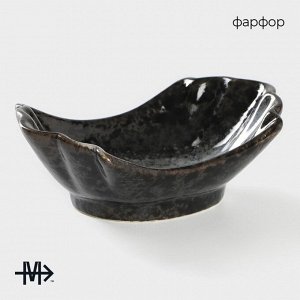 Салатник Magistro «Ночной дождь», 13x8x4.5 см, фарфор, чёрный