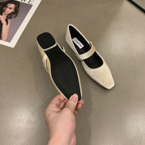 Замшевые туфли на низком каблуке, бежевый