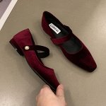 Замшевые туфли на низком каблуке, темно-красный