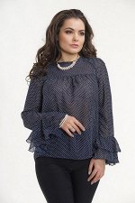 Блуза 322*Горошек на темно-синем