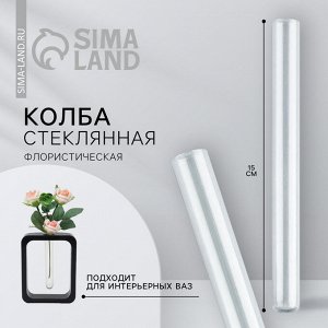 Ваза стеклянная для цветов, колба флористическая 15x1.5 см