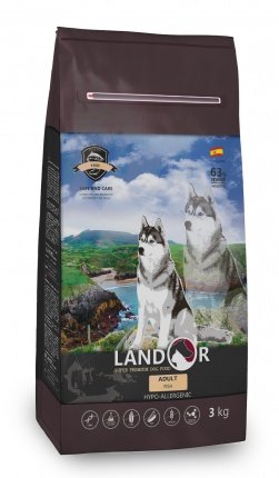 LANDOR полнорационный сухой корм для собак всех пород "РЫБА с рисом" 1кг.