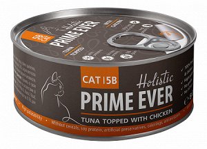 Prime Ever 5B Тунец с цыпленком в желе влажный корм для кошек жестяная банка 0,08 кг